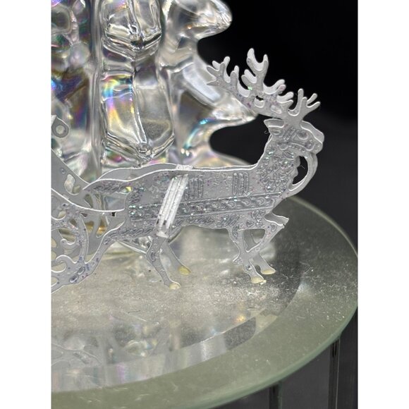 Vintage Acrylic Christmas Tree With Santa Sleigh Music Box Decoration Winter Won - Picture 9 of 9